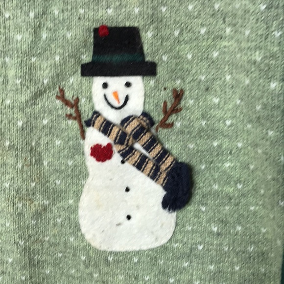 Karen Scott Green Winter Sweater with Snowmen and Snowflakes Petite Medium - Picture 8 of 11